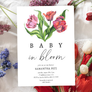 Blumenstrauß Baby in Blüten Einladung