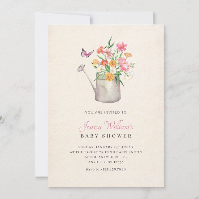 Blumenstrauß Babydusche Einladung (Vorderseite)