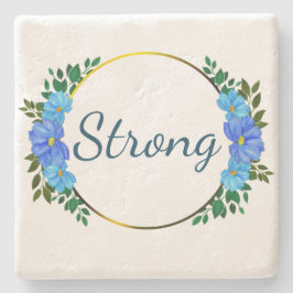 Blumenstrauß Blauer Text Einfache Ermutigung Steinuntersetzer