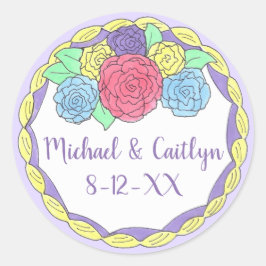 Blumenstrauß-Blume Rose Brautparty Hochzeitstorte Runder Aufkleber