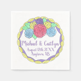 Blumenstrauß-Blume Rose Brautparty Hochzeitstorte Serviette