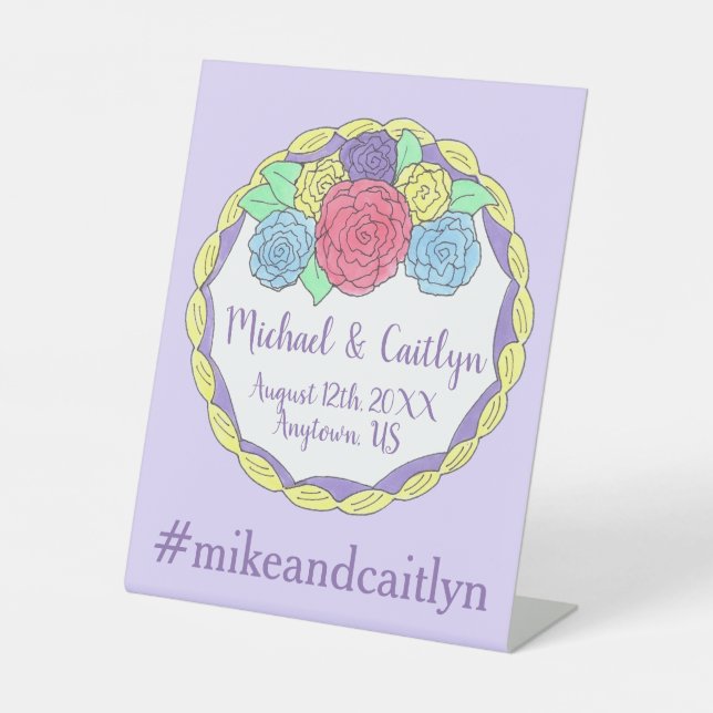 Blumenstrauß-Blume Rose Brautparty Hochzeitstorte Sockelschild (Vorderseite)