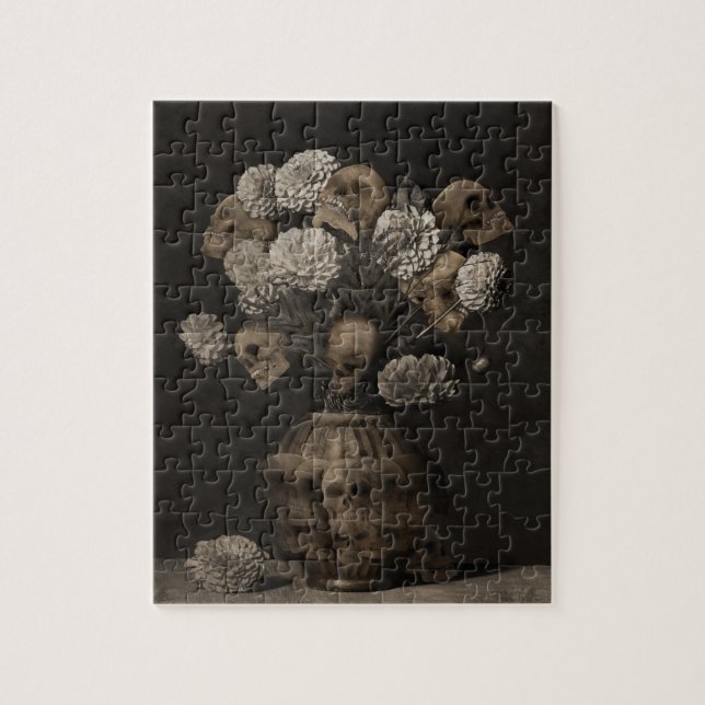 Blumenstrauß - Dahlie und Schädel Puzzle (Vertikal)