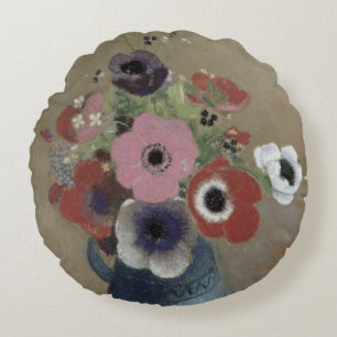 Blumenstrauß der Anemonen Rundes Kissen