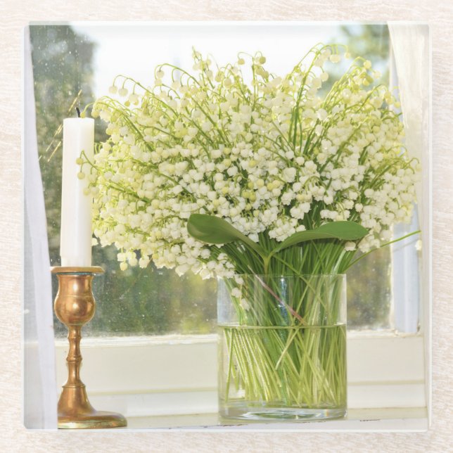 Blumenstrauß der Frühlings-Blumen, Lilien des Glasuntersetzer (Vorderseite)