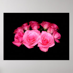 Blumenstrauß der rosa Rosen Poster