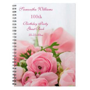 Blumenstrauß des rosa Rosen-100. Geburtstages Notizblock