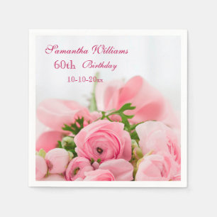 Blumenstrauß des rosa Rosen-60. Geburtstages Serviette