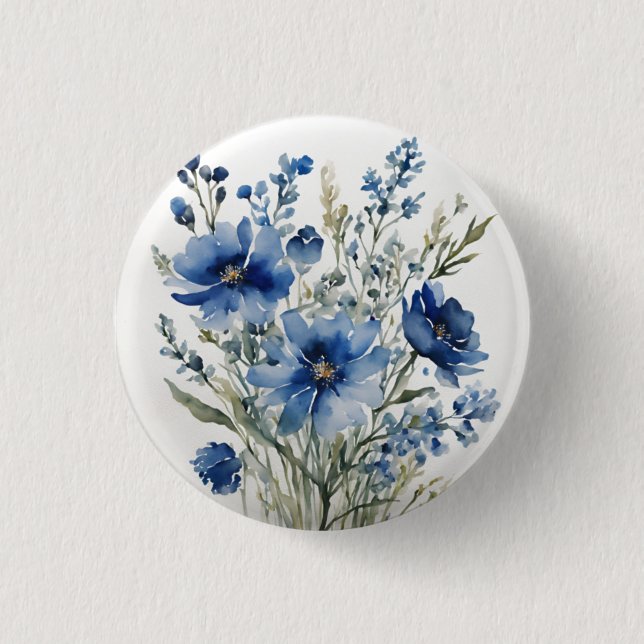Blumenstrauß Elegante Aquarellmalerei Button (Vorderseite)