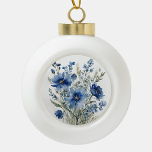Blumenstrauß Elegante Aquarellmalerei Keramik Kugel-Ornament