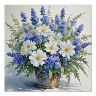 Blumenstrauß Elegante Aquarellmalerei Poster