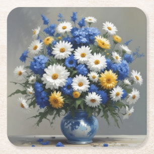 Blumenstrauß Elegante Aquarellmalerei Rechteckiger Pappuntersetzer