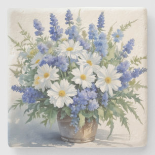 Blumenstrauß Elegante Aquarellmalerei Steinuntersetzer