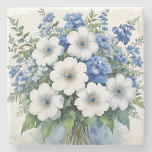 Blumenstrauß Elegante Aquarellmalerei Steinuntersetzer