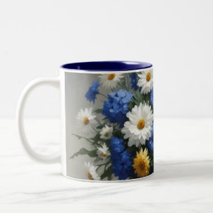 Blumenstrauß Elegante Aquarellmalerei Zweifarbige Tasse