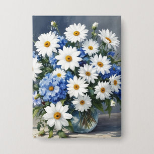 Blumenstrauß Elegante Margeriten Aquarell Button