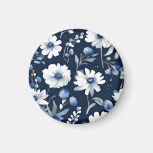 Blumenstrauß Elegante Wasserfarbe Blau Magnet