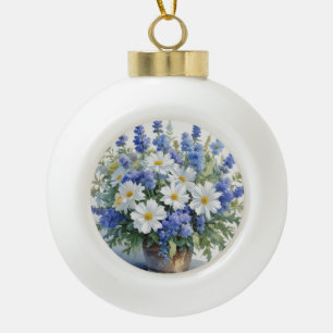 Blumenstrauß Elegante Wasserfarbe Keramik Kugel-Ornament