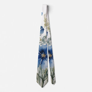 Blumenstrauß Elegante Wasserfarbe Stylisches Blau Krawatte