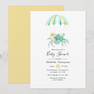 Blumenstrauß Fallschirm Baby Shower Einladung