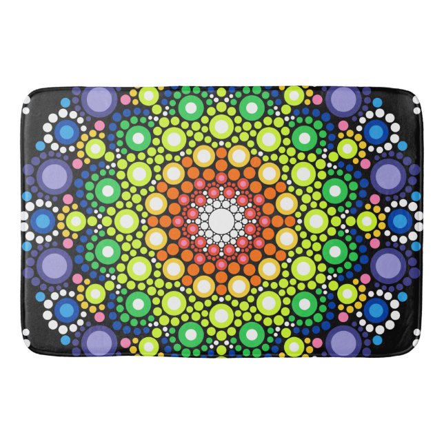 Blumenstrauß Fraktal Retro Mandala Badematte (Vorderseite)