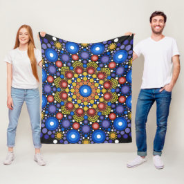 Blumenstrauß Fraktal Retro Mandala Fleecedecke