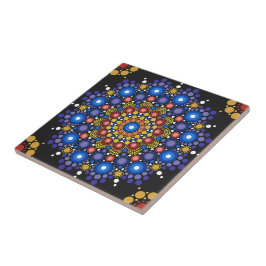 Blumenstrauß Fraktal Retro Mandala Fliese