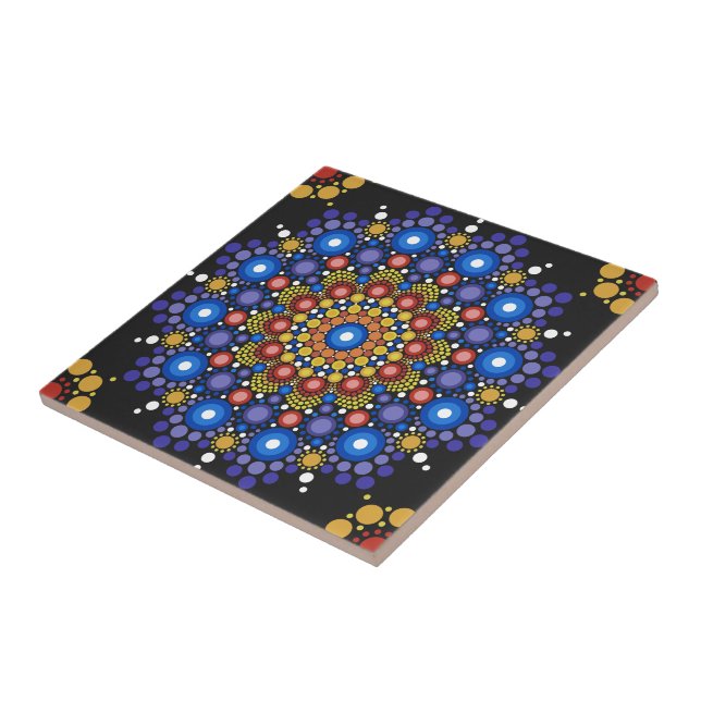 Blumenstrauß Fraktal Retro Mandala Fliese (Seite)