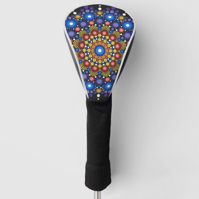 Blumenstrauß Fraktal Retro Mandala Golf Headcover (Vorderseite)