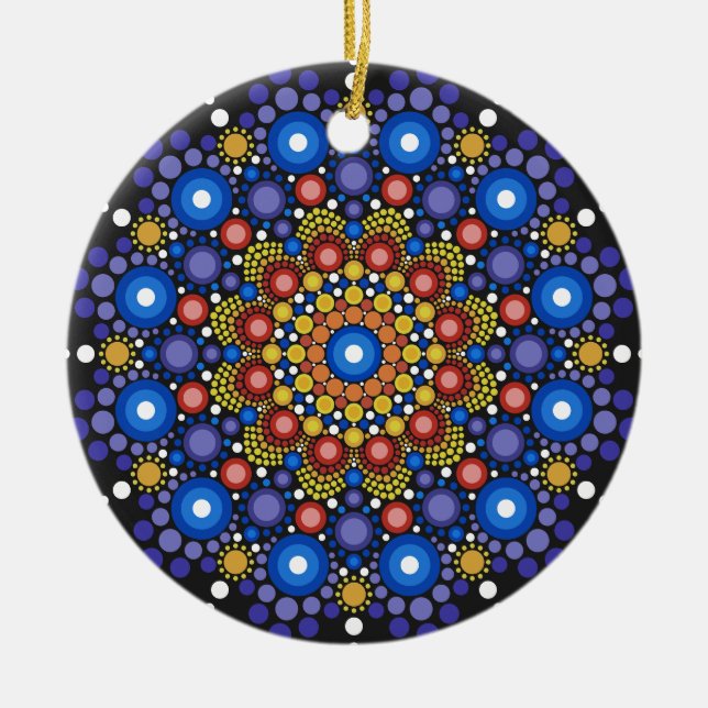 Blumenstrauß Fraktal Retro Mandala Keramik Ornament (Vorne)