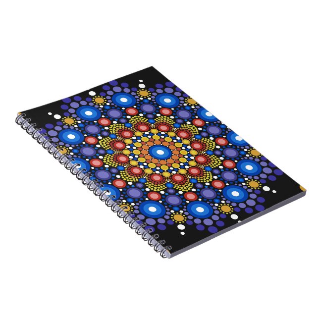 Blumenstrauß Fraktal Retro Mandala Notizblock (Rechte Seite)