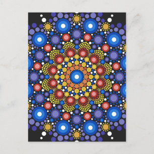 Blumenstrauß Fraktal Retro Mandala Postkarte