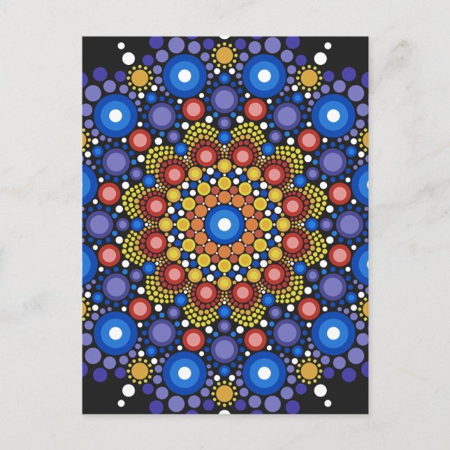 Blumenstrauß Fraktal Retro Mandala Postkarte (Vorderseite)