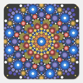 Blumenstrauß Fraktal Retro Mandala Quadratischer Aufkleber