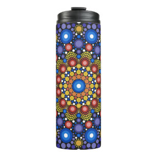 Blumenstrauß Fraktal Retro Mandala Thermosbecher