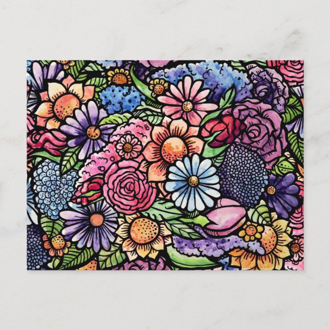 Blumenstrauß Frühlingsblume Feiertagspostkarte (Vorderseite)