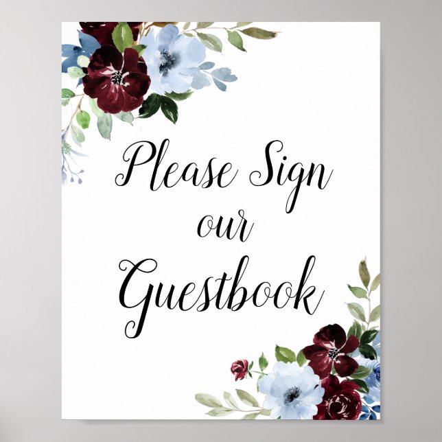 Blumenstrauß-Gästebuch Hochzeitszeichen Poster (Vorne)