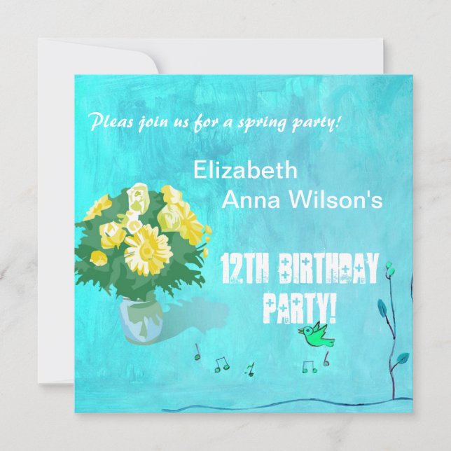 Blumenstrauß-Geburtstagsparty Einladung (Vorderseite)