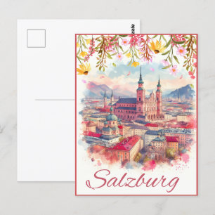 Blumenstrauß Hauptstadt salzburg skyline Postkarte