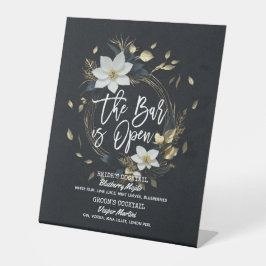 Blumenstrauß Hochzeit Das Bar ist ein offenes Getr Sockelschild