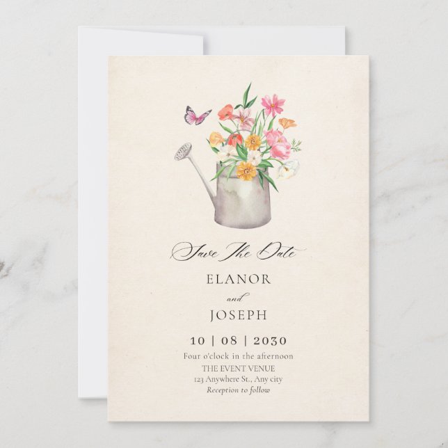 Blumenstrauß-Hochzeit Save The Date (Vorderseite)