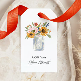 Blumenstrauß im Mason-Glas als Geschenk personalis Geschenkanhänger
