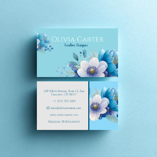 Blumenstrauß in einem ruhigen Aquarell-Stil. Visitenkarte