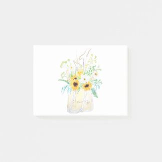 Blumenstrauß in einem Tragetuch Aquarellmalerei Post-it Klebezettel