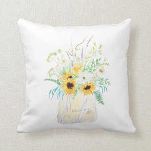 Blumenstrauß in einer Tasche Wasserfarbe Wurf Kiss Kissen