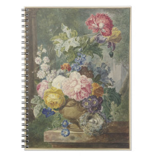 Blumenstrauß in einer Vase mit Vogelnest Notizblock