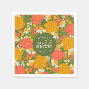 Blumenstrauß-Junggesellinnenabschied-Papierplatten Serviette
