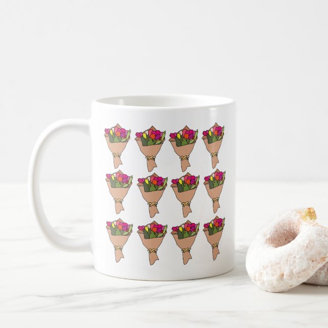 Blumenstrauß Kaffeetasse (Mit Donut)