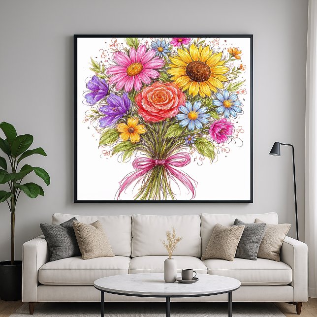 Blumenstrauß - Kritzelstil-Kunst Poster (Von Creator hochgeladen)