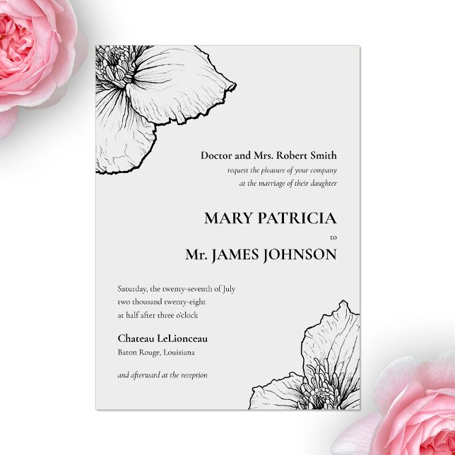 Blumenstrauß-Linie Zeichnend klassische feierliche Acryleinladungen (Von Creator hochgeladen)